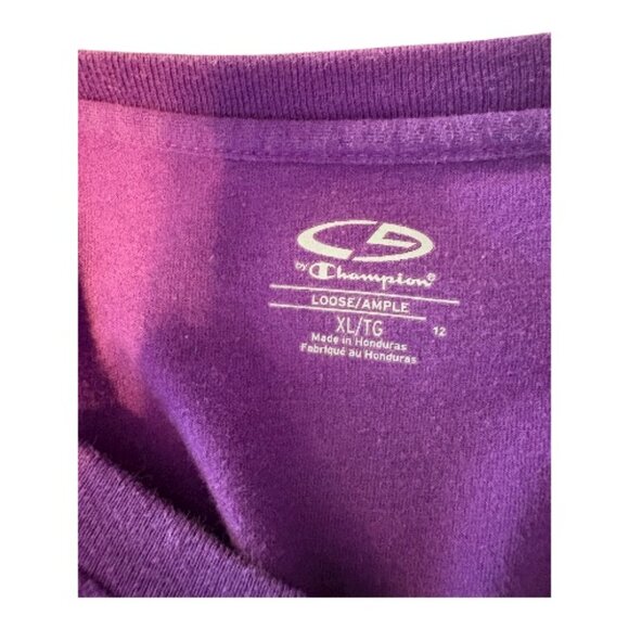 Champion Purple V-Neck T-Shirt XL Loose Fit Casual (2455-1) - Picture 3 of 3